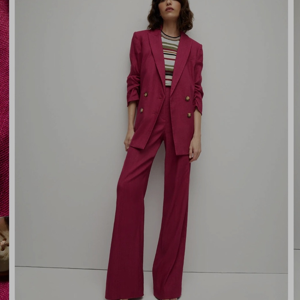 Veronica Beard Fuchsia linen Blazer and Pants Set